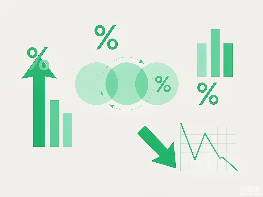 Illustration of percentage symbols with up and down arrows